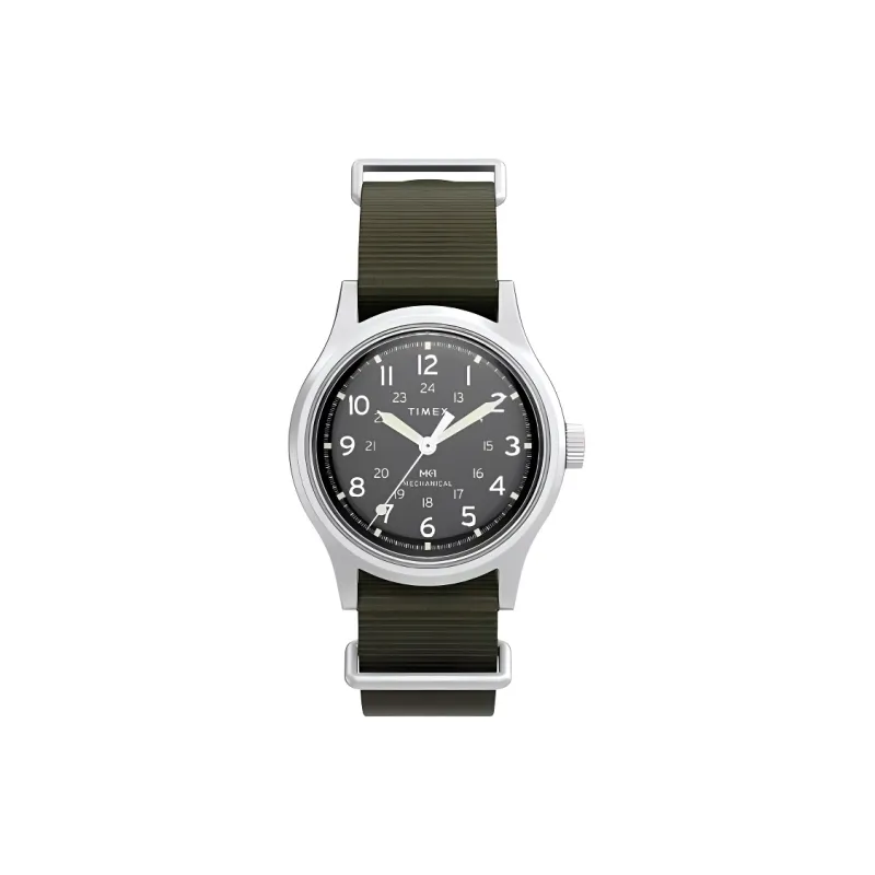 TIMEX Wrist Watch Manual Mechanical Movement Recycled Material Strap 36mm Black Dial Unisex-0