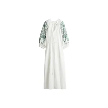 H&M Long Sleeved Dresses Women's White/Green