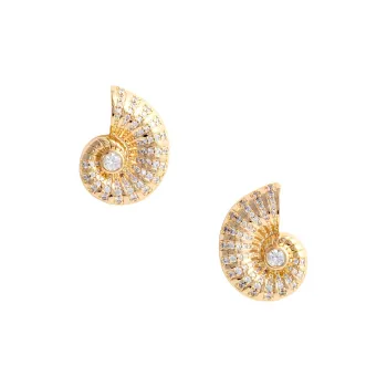 Self portrait Brass Zircon Earrings Women's Gold