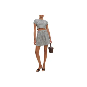 REFORMATION Niki Belted Linen Two Piece Skirt Set Women's
