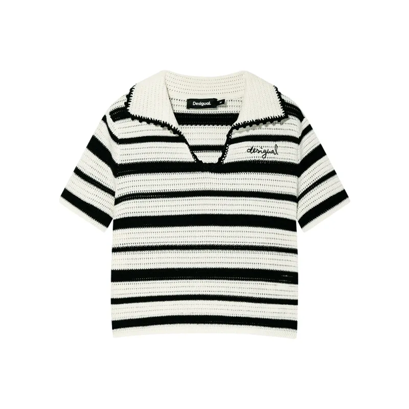 Desigual Knitwear Women's Black White Stripes-0