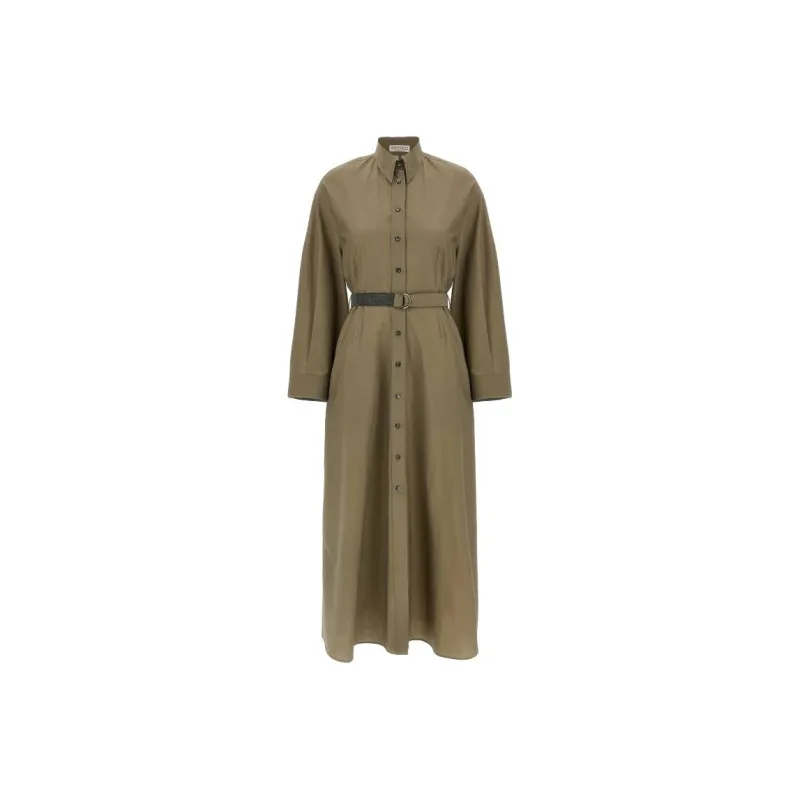 Brunello Cucinelli Long Sleeved Dress Women's Beige-0