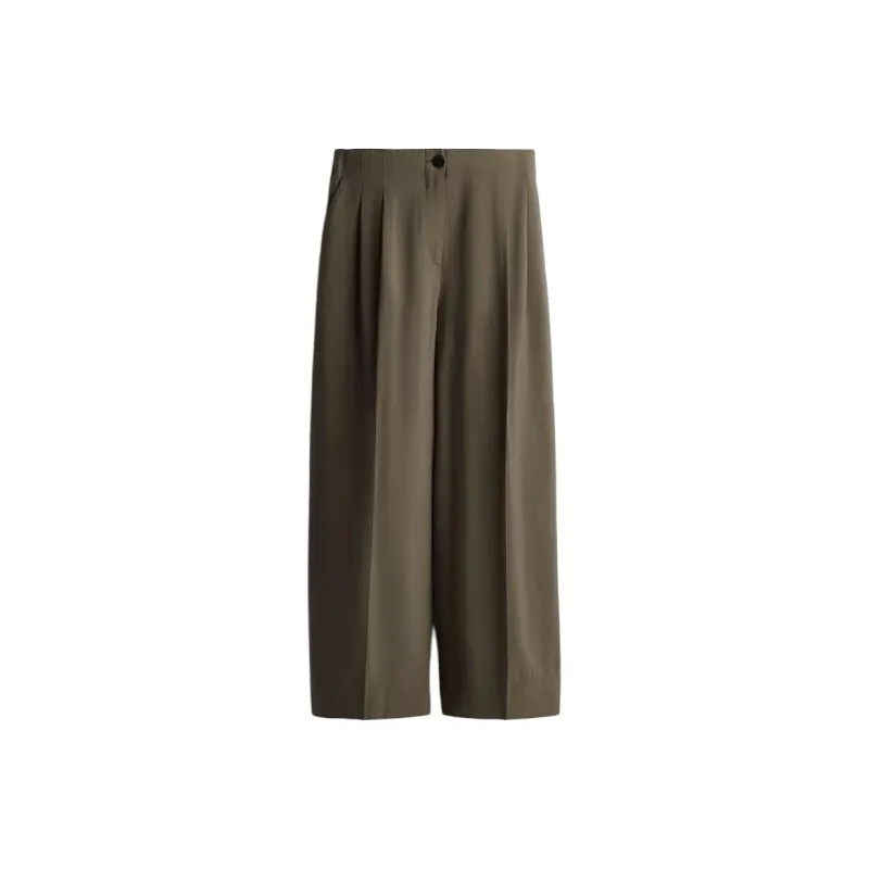 H&M Casual Pants Women's Dark Khaki Green-0