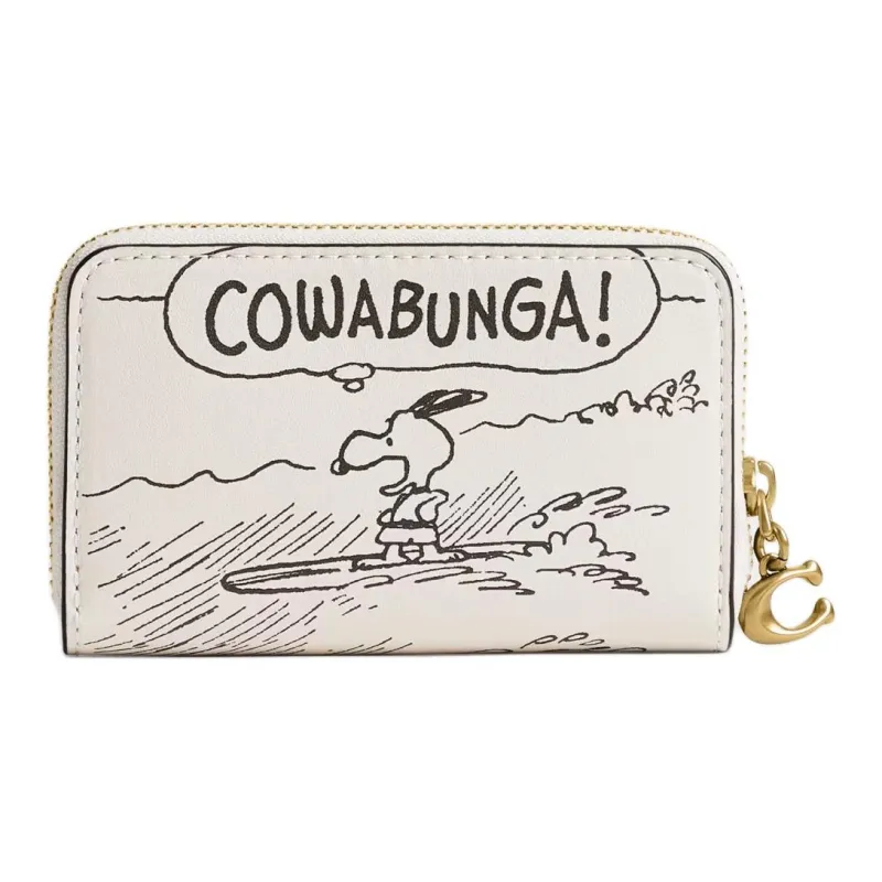 COACH PEANUTS Snoopy, Collaboration Leather Card Holder Trumpets Women's Chalk White-0
