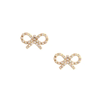 Self portrait Brass, Stainless Steel, Zirconia Earrings Women's Gold