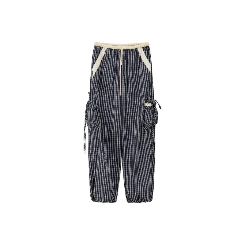 CHUU Casual Pants Women's Blue Plaid-0