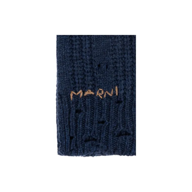 MARNI Wool, Knitted Fabric Knit Scarves Men's Blue-1
