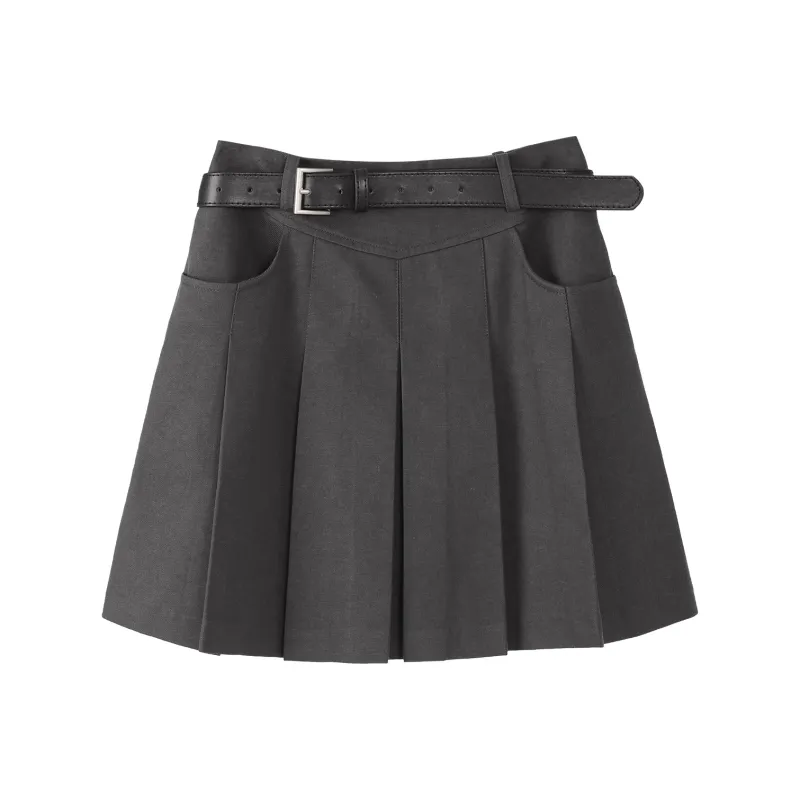 Fstudio Korean Preppy Style Petite High Rise Slimming Pleated Casual Short Skirts Women's-1