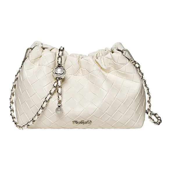 Narandu Cow Split Leather Bonded Synthetic Leather Cloud Bag Shoulder Bag Crossbody Bag Women's Space Silver Ecru-6