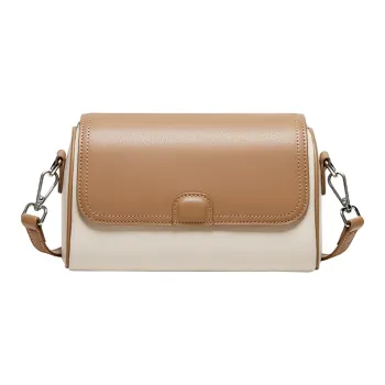 Narandu Cow Leather With Synthetic Leather Cylinder Bag, Crossbody Bag, Shoulder Bag Women's Ecru & Apricot/Cocoa Brown