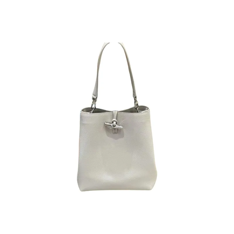 LONGCHAMP Le Roseau Grain Cow Leather HOBO Shoulder Bag Medium Size Women's Clay Gray-0