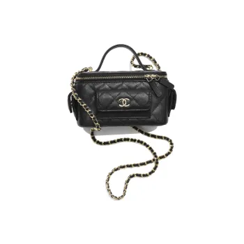 CHANEL Caviar Cow Leather Box Bag, Handbag, Crossbody Bag Women's Black