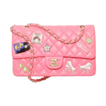 CHANEL Classic Flap CF Lambskin Crossbody Bags Women's Coral Pink