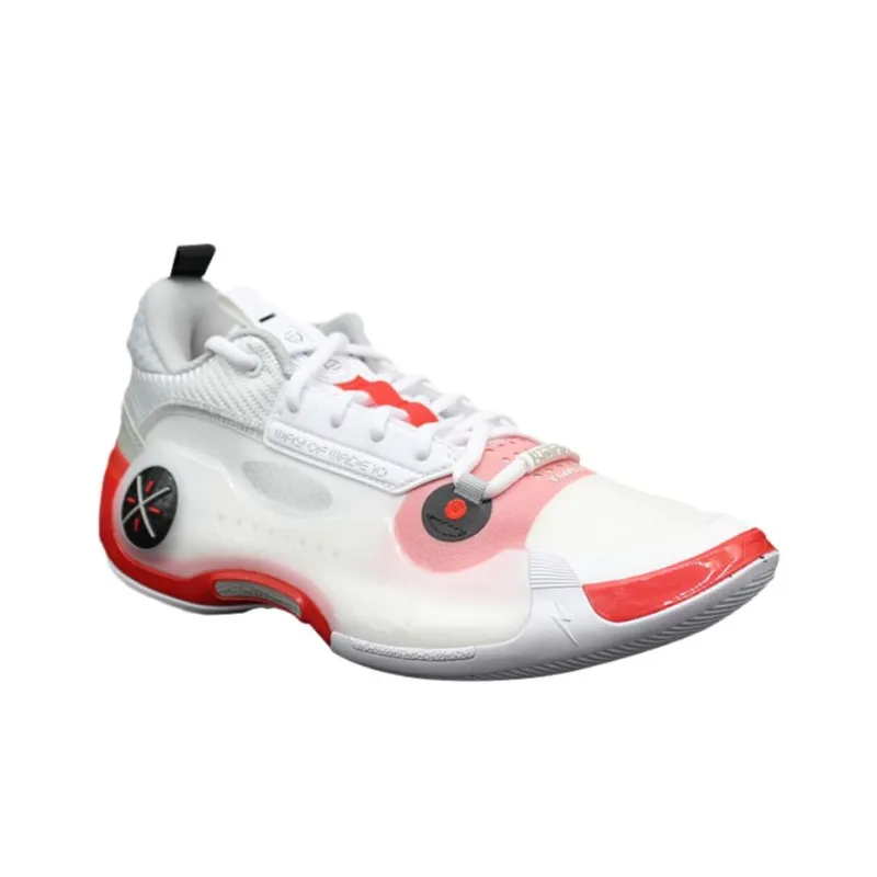 LiNing Abrasion Resistant Shock Absorbers Low Top Basketball Shoes Men's White Red-3