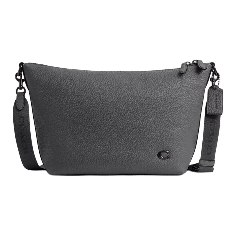 COACH Messenger Leather Messenger Bag, Crossbody Bag, Shoulder Bag Medium Size Men's Charcoal Gray-0