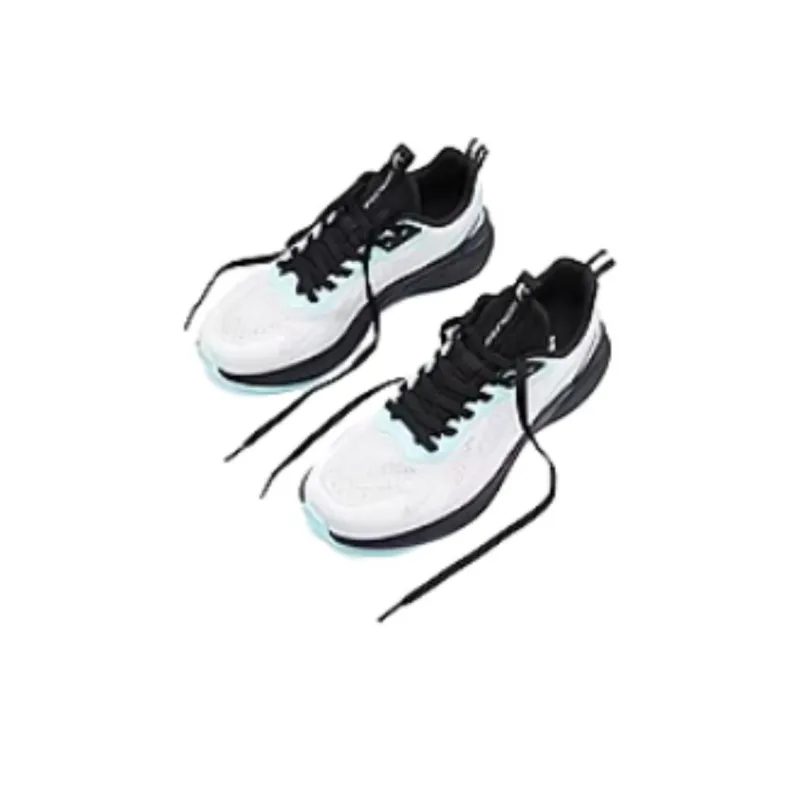 QIAODAN Cushioning Lightweight Low Top Running Shoes Men's White Black Green-3