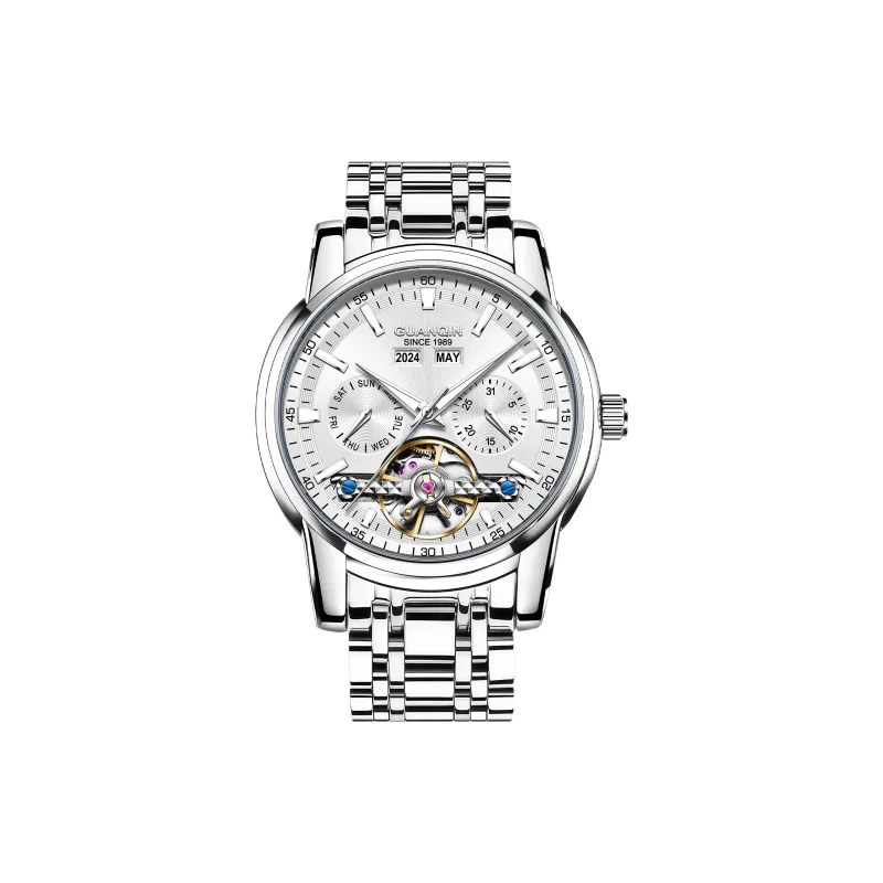 GUANQIN Mechanical Movement Stainless Steel Watchband Watch Men's Watches Gray Dial-9