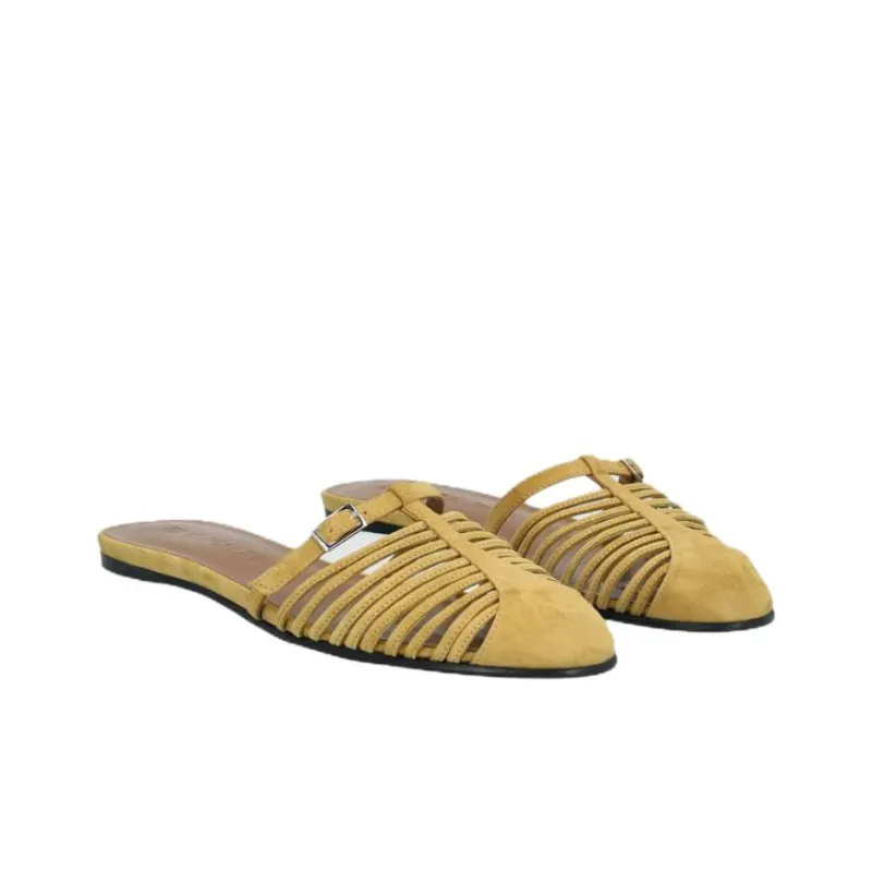 By Far Abrasion Resistant Closed Toe Slippers Women's Yellow Brown-2