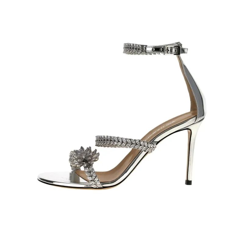 MACH & MACH Lotus One Strap Sandals 9.5cm Women's Silver-0