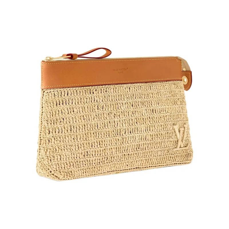 LOUIS VUITTON Raffia Clutch Men's Beige-1