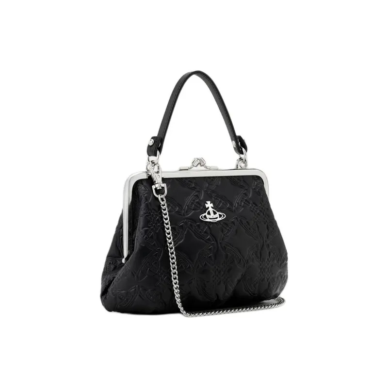 Vivienne Westwood EMBOSSED Sheepskin One Shoulder Handbag Mini Women's Black-1