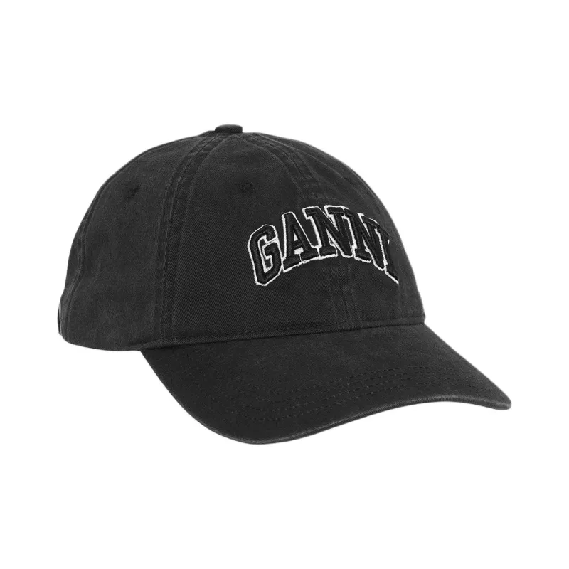 GANNI Organic Cotton Baseball Caps Women's Black-1