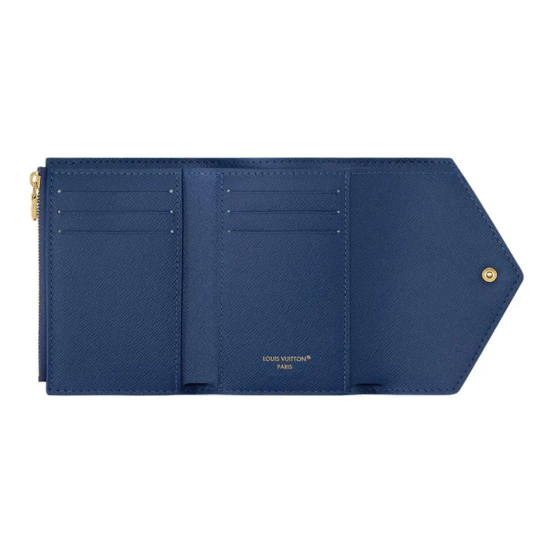 LOUIS VUITTON Leather Trim Wallet Women's Denim Blue-4