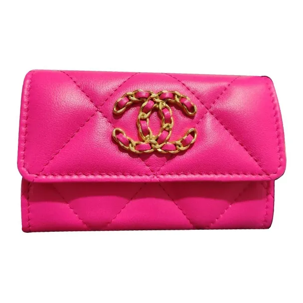 CHANEL 19Bag Bright Lambskin Card Holder Women's Barbie Pink-0