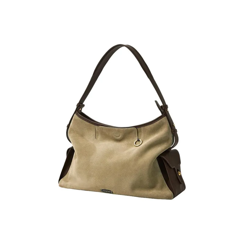 Songmont Cow Leather Hobo Bag, Crossbody Bag, Shoulder Bag Medium Size Unisex Sand Camel Brown-0
