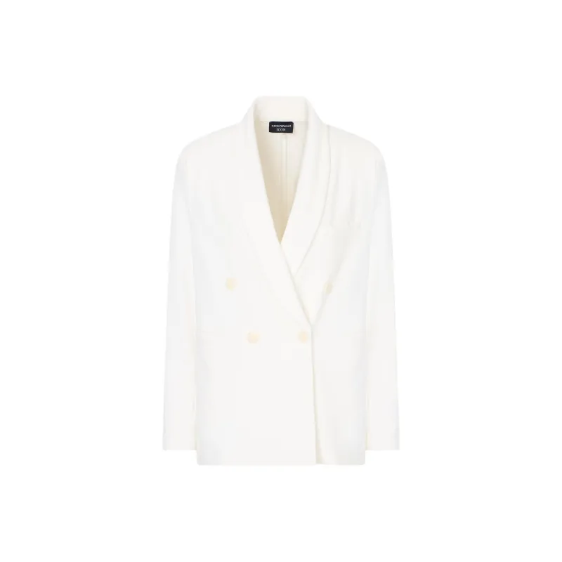 EMPORIO ARMANI Icon Compact Piqué Double breasted Blazer-0