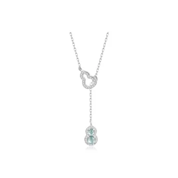 Fortune Gold Colored Glaze Jade Box Necklace Women's