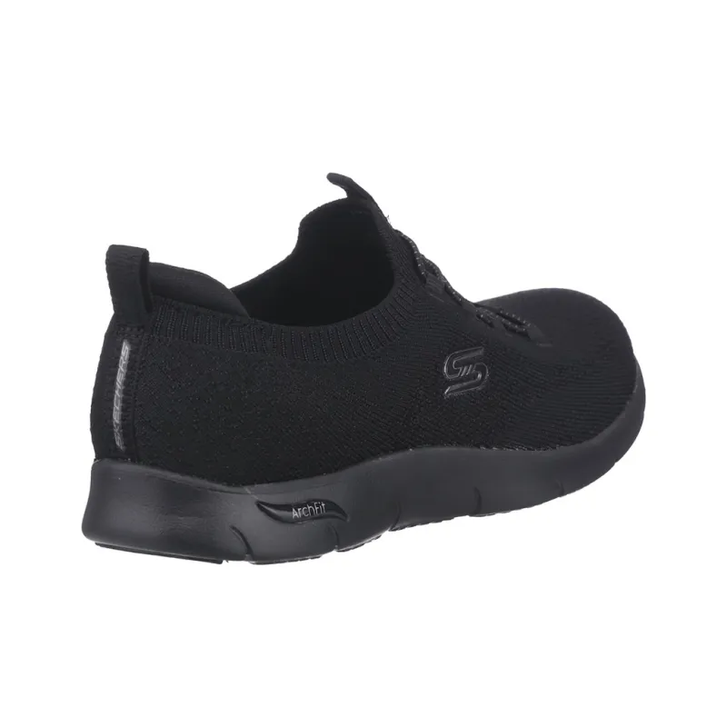 Skechers ArchFit Breathable Low Top Casual Shoes Women's Black-4