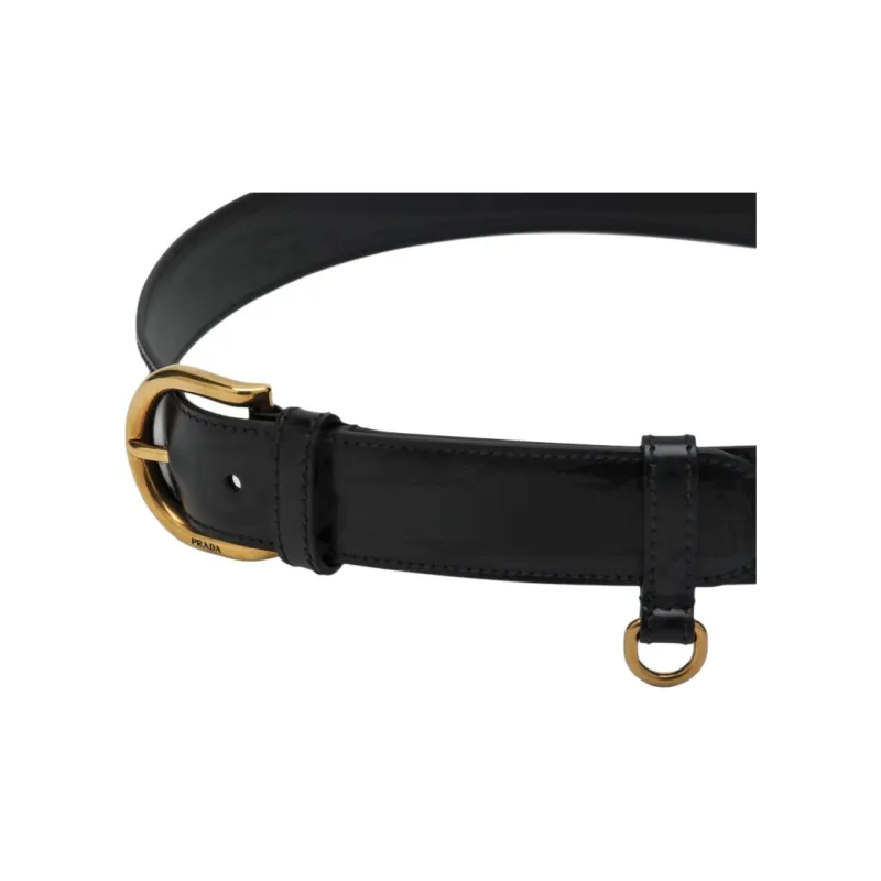 PRADA Cow Leather Belts Women's Black 3.3CM-3