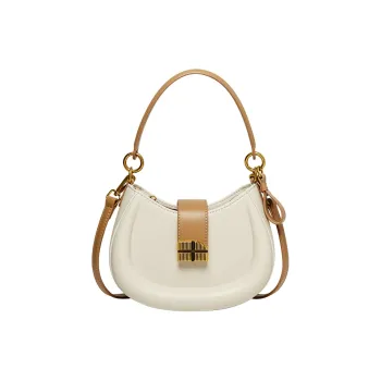 Narandu Synthetic Leather Saddle Bag, Shoulder Bag, Crossbody Bag, Shoulder Bag Trumpets Women's Ecru & Apricot