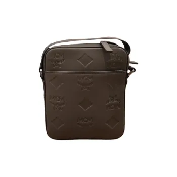 MCM Monogram Nappa Leather Crossbody Bags Mini Men's Gray