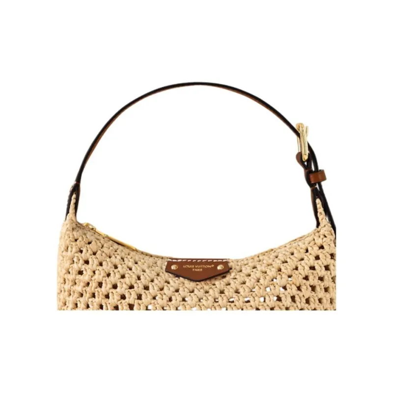 LOUIS VUITTON Hills Raffia Clutch Handbag Women's Apricot-4
