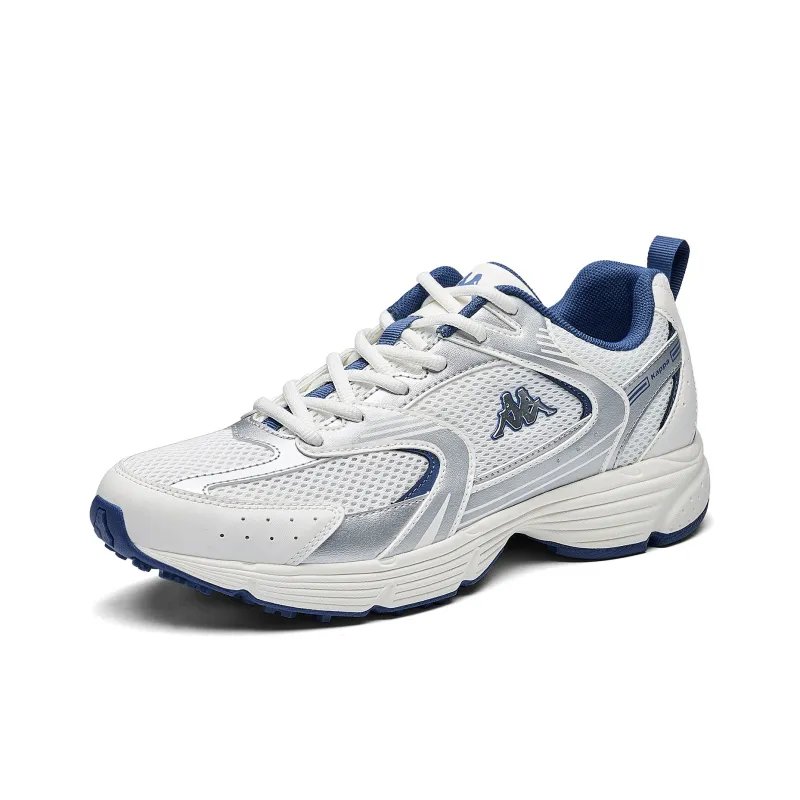Kappa Cushioning, Wear Resistant Low Top Running Shoes Unisex White Silver-2