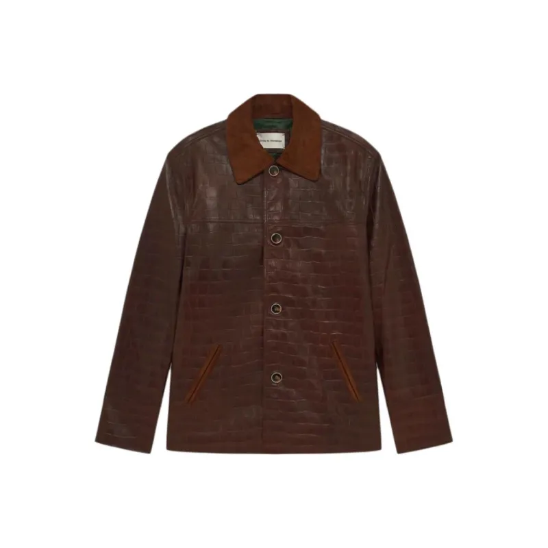 DROLE DE MONSIEUR Leather Jacket Men's Brown-0