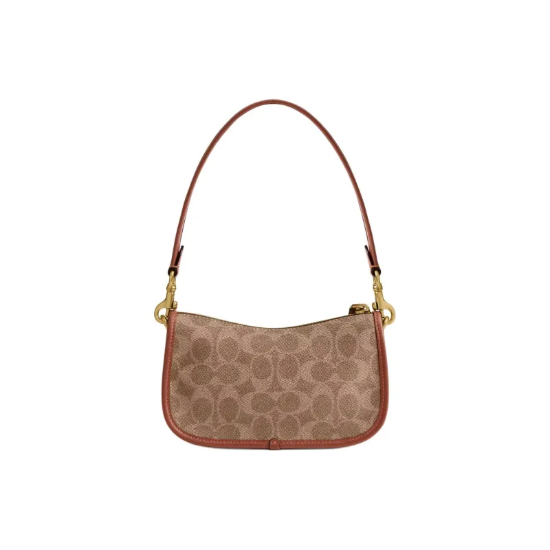 COACH PEANUTS Snoopy, Collaboration SwingerSignature Coated Canvas One Shoulder Handbag Trumpets Women's Brown-2