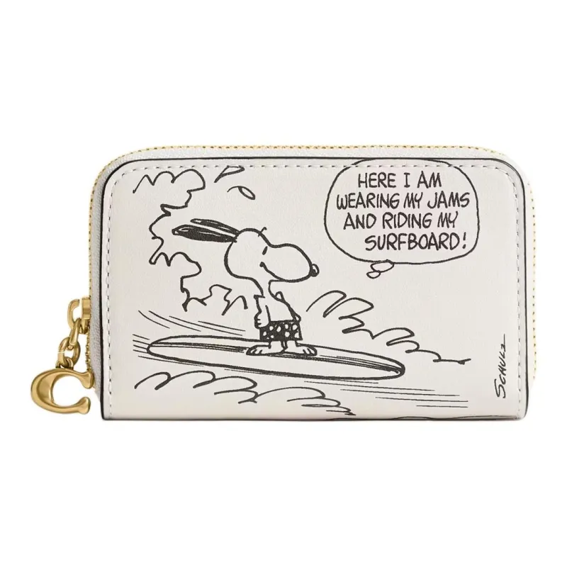 COACH PEANUTS Snoopy, Collaboration Leather Card Holder Trumpets Women's Chalk White-1