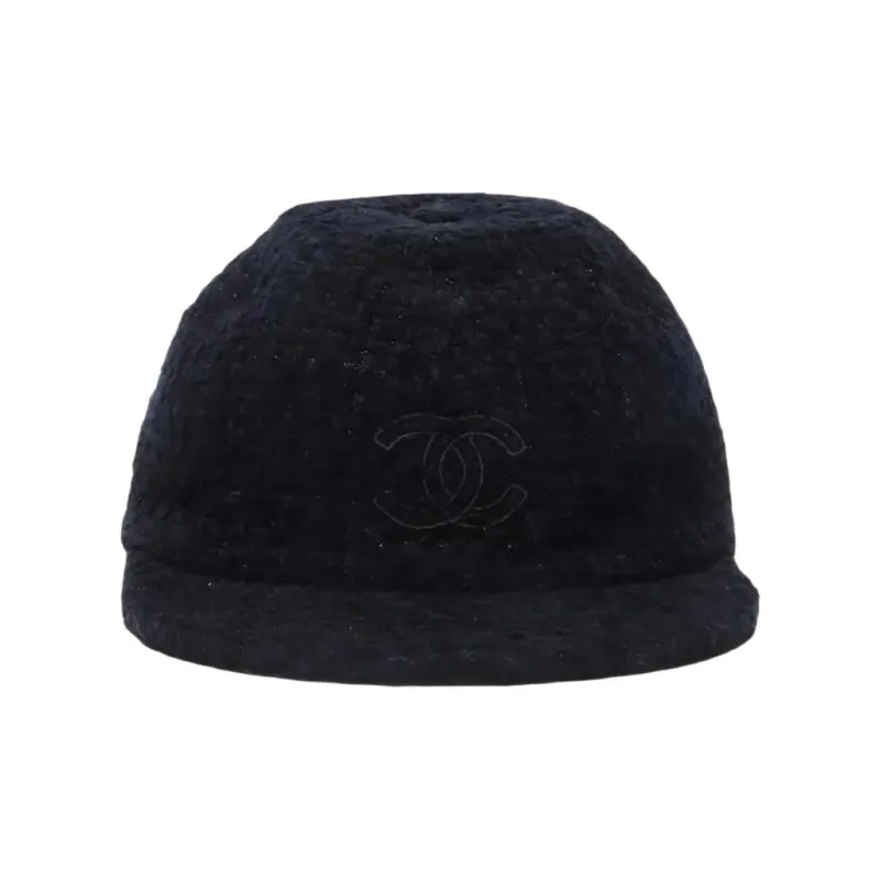 CHANEL Cotton Baseball Caps Women's Black-1