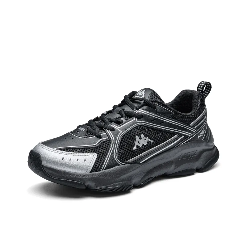Kappa Cushioning Abrasion Resistant Breathable Low Top Running Shoes Unisex Black Silver-2