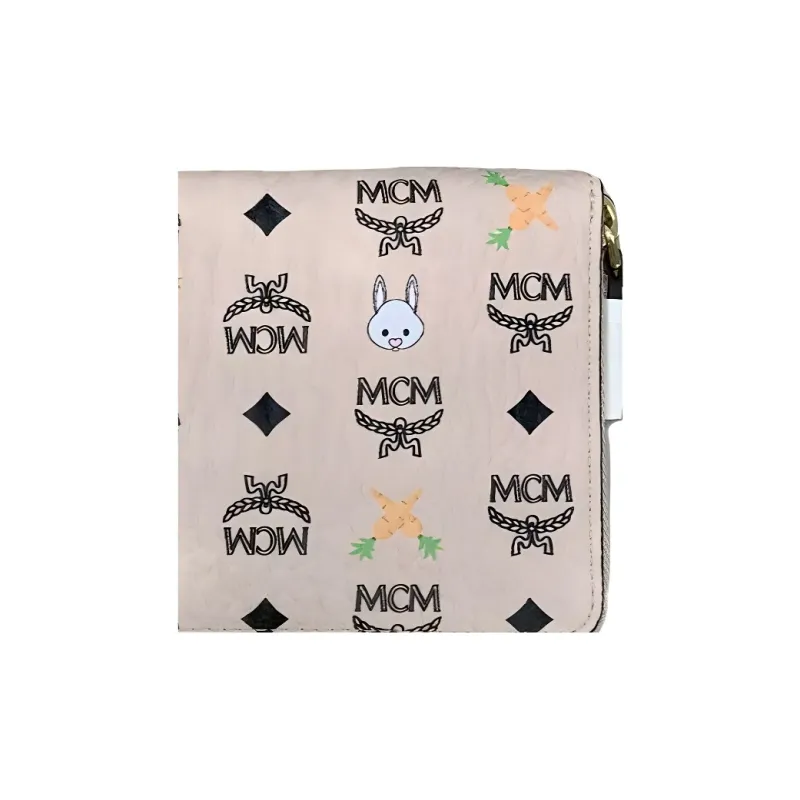 MCM Visetos Zip Around Rabbit Wallet Beige-4