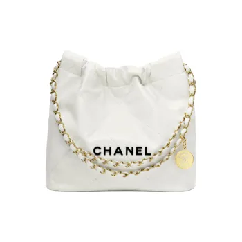CHANEL 22Bag Cow Leather Hobo Bag Shoulder Bag Trumpets Women's White