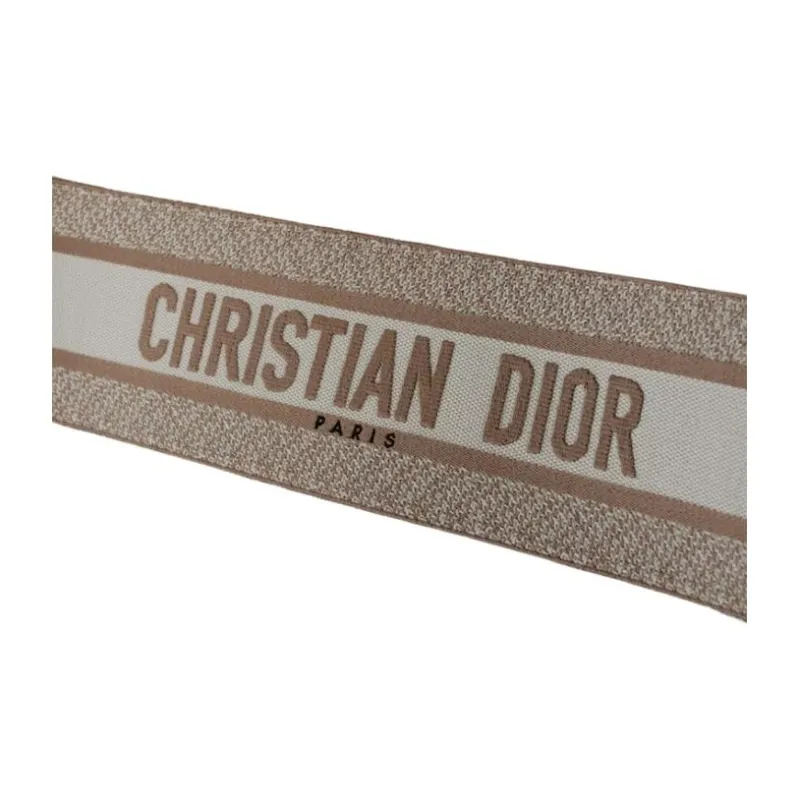DIOR Cotton Tote Bag, Shopping Bag, Handbag Medium Size Women's Ecru & Brown-4