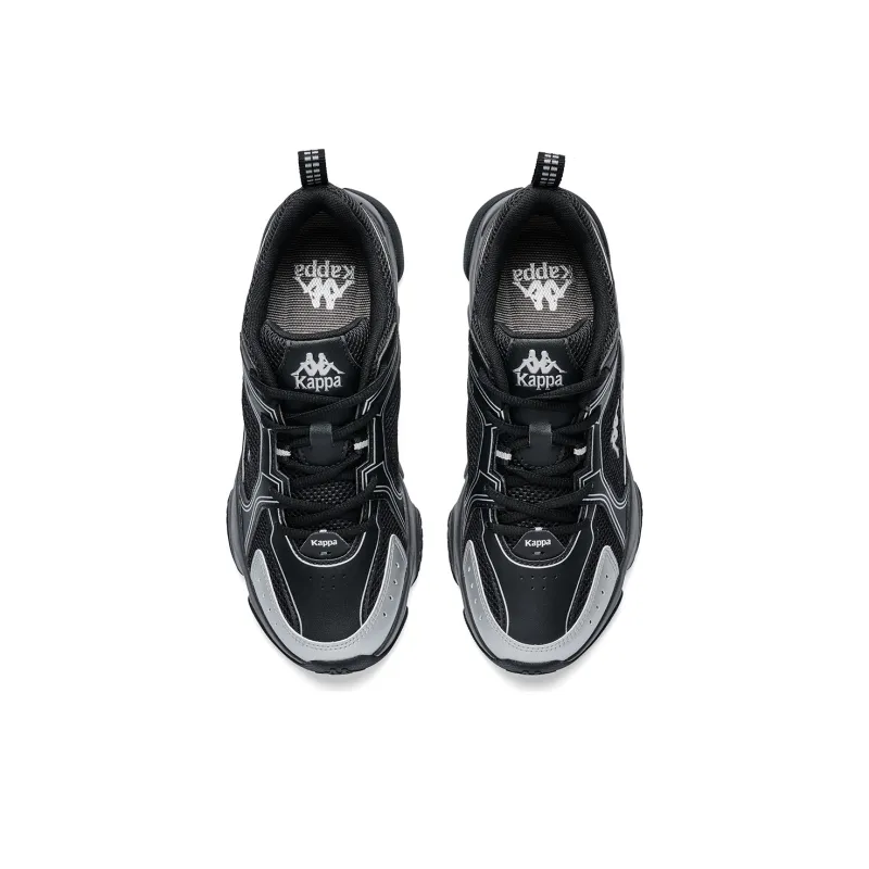 Kappa Cushioning Abrasion Resistant Breathable Low Top Running Shoes Unisex Black Silver-3