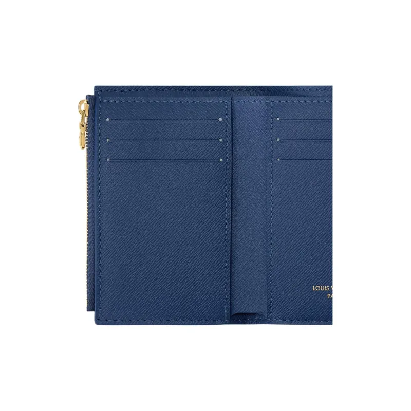 LOUIS VUITTON Leather Trim Wallet Women's Denim Blue-5
