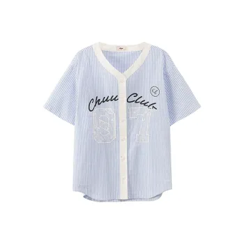 CHUU Shirts Women's Blue Stripes Pattern