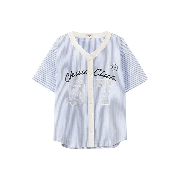 CHUU Shirts Women's Blue Stripes Pattern-0