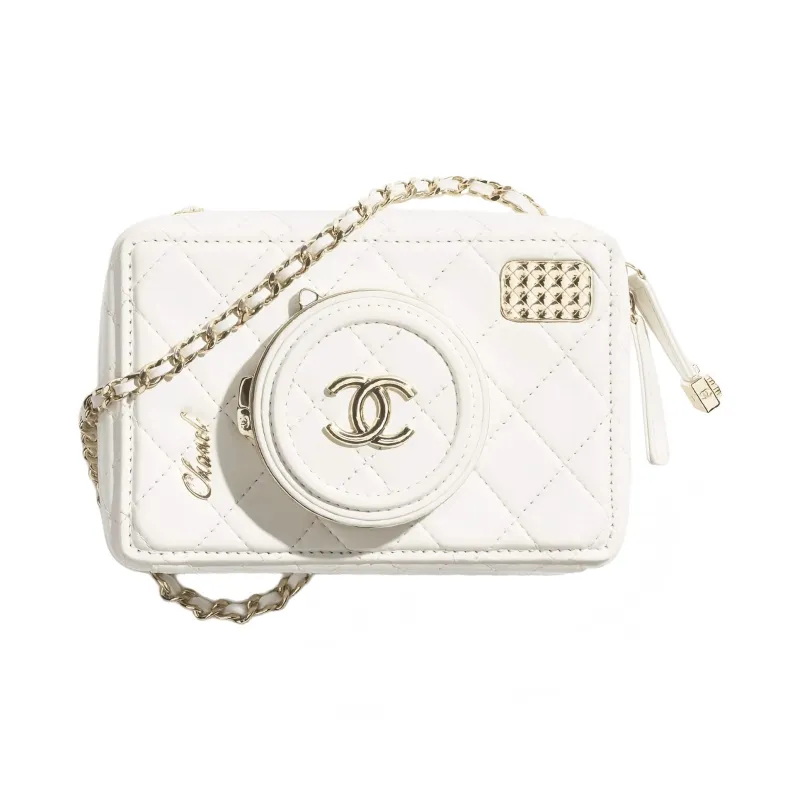 CHANEL Sheepskin Shoulder Bag, Crossbody Bag Women's White-0